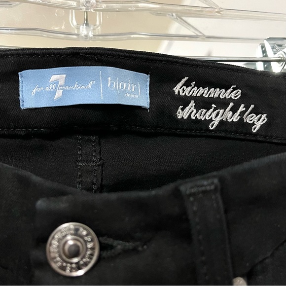 7 FOR ALL MANKIND B (air) Denim Kimmie Black Straight Leg Size 25 - Picture 8 of 11